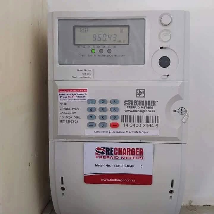 Recharger three-phase prepaid electricity meter installation in Durban